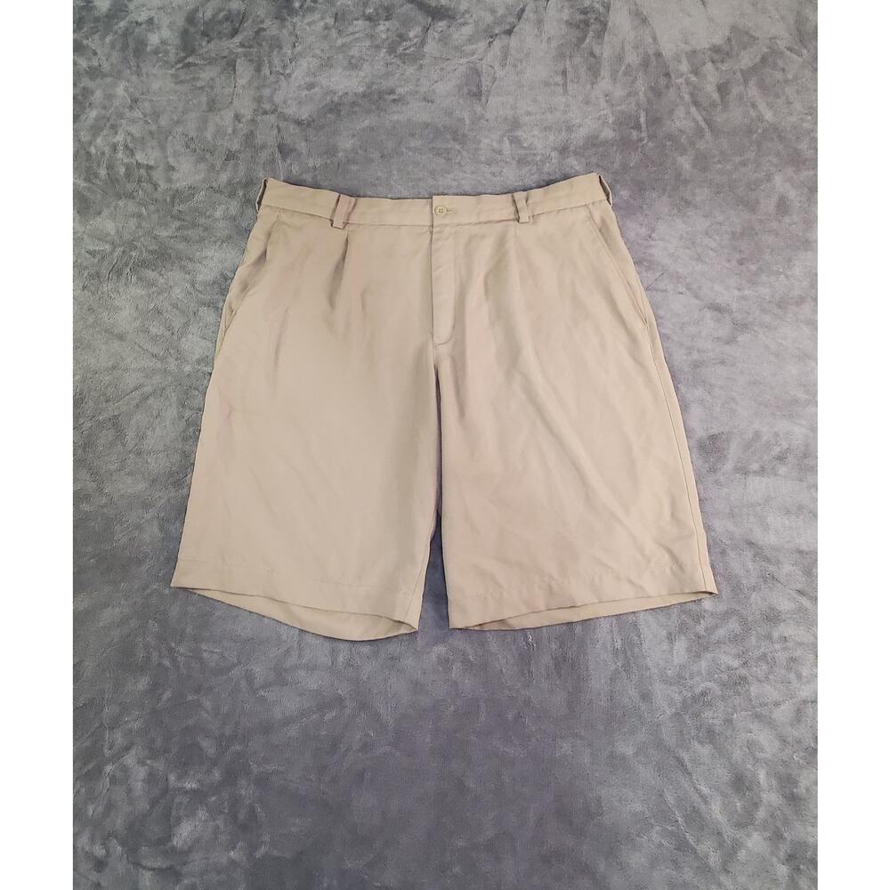 Nike Golf Shorts Mens Size 36 Brown Khaki Tan Fit Dry Pleated Sport Casual C30